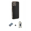 MARSİLYAN™- iPhone 12 Pro Max Kılıf Yankı Serisi - Siyah Bilvis Hayalet Cam Ekran Koruyucu + Metal Kamera Lens Koruma Cam - KI