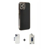 MARSİLYAN™- iPhone 12 Pro Max Kılıf Yankı Serisi - Siyah Bilvis Hayalet Cam Ekran Koruyucu + Shine Kamera Lens - LT