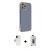 MARSİLYAN™- iPhone 12 Pro Max Kılıf Yankı Serisi - Siyah Bilvis Hayalet Cam Ekran Koruyucu + Shine Kamera Lens - LT
