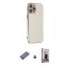 MARSİLYAN™- iPhone 12 Pro Max Kılıf Yankı Serisi - Siyah Bilvis Hayalet Cam Ekran Koruyucu + Metal Kamera Lens Koruma Cam - GD