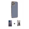 MARSİLYAN™- iPhone 12 Pro Max Kılıf Yankı Serisi - Siyah Bilvis Hayalet Cam Ekran Koruyucu + Neon Fosforlu Kamera Lens - MI