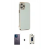 MARSİLYAN™- iPhone 12 Pro Max Kılıf Yankı Serisi - Siyah Bilvis Hayalet Cam Ekran Koruyucu + Neon Fosforlu Kamera Lens - MI