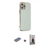 MARSİLYAN™- iPhone 12 Pro Max Kılıf Yankı Serisi - Siyah Bilvis Hayalet Cam Ekran Koruyucu + Renkli Kamera Lens Koruma Cam - PE