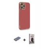 MARSİLYAN™- iPhone 12 Pro Max Kılıf Yankı Serisi - Siyah Bilvis Hayalet Cam Ekran Koruyucu + Renkli Kamera Lens Koruma Cam - PE