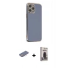 MARSİLYAN™- iPhone 12 Pro Max Kılıf Yankı Serisi - Siyah Bilvis Hayalet Cam Ekran Koruyucu + Renkli Kamera Lens Koruma Cam - PE
