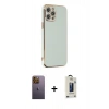MARSİLYAN™- iPhone 12 Pro Max Kılıf Yankı Serisi - Siyah Bilvis Hayalet Cam Ekran Koruyucu + Neon Fosforlu Kamera Lens - SI