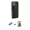 MARSİLYAN™- iPhone 12 Pro Max Kılıf Yankı Serisi - Siyah Bilvis Hayalet Cam Ekran Koruyucu + Shine Kamera Lens Koruma Cam - PE