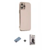 MARSİLYAN™- iPhone 12 Pro Max Kılıf Yankı Serisi - Siyah Bilvis Hayalet Cam Ekran Koruyucu + Shine Kamera Lens Koruma Cam - PE