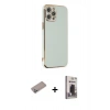 MARSİLYAN™- iPhone 12 Pro Max Kılıf Yankı Serisi - Siyah Bilvis Hayalet Cam Ekran Koruyucu + Shine Kamera Lens Koruma Cam - SABE