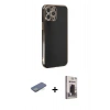 MARSİLYAN™- iPhone 12 Pro Max Kılıf Yankı Serisi - Siyah Bilvis Hayalet Cam Ekran Koruyucu + Renkli Kamera Lens Koruma Cam - YL
