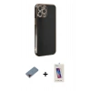 MARSİLYAN™- iPhone 12 Pro Max Kılıf Yankı Serisi - Siyah Joko 5D Cam + Metal Kamera Lens Koruma Cam - KI