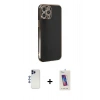 MARSİLYAN™- iPhone 12 Pro Max Kılıf Yankı Serisi - Siyah Joko 5D Cam + Shine Kamera Lens - LT