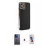MARSİLYAN™- iPhone 12 Pro Max Kılıf Yankı Serisi - Siyah Joko 5D Cam + Neon Fosforlu Kamera Lens - MI