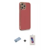 MARSİLYAN™- iPhone 12 Pro Max Kılıf Yankı Serisi - Siyah Joko 5D Cam + Mavi Shine Kamera Lens Koruma Cam