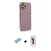 MARSİLYAN™- iPhone 12 Pro Max Kılıf Yankı Serisi - Siyah Joko 5D Cam + Mavi Shine Kamera Lens Koruma Cam