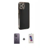 MARSİLYAN™- iPhone 12 Pro Max Kılıf Yankı Serisi - Siyah Joko 5D Cam + Neon Fosforlu Kamera Lens - BZ