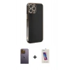 MARSİLYAN™- iPhone 12 Pro Max Kılıf Yankı Serisi - Siyah Joko 5D Cam + Neon Fosforlu Kamera Lens - SI