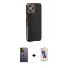 MARSİLYAN™- iPhone 12 Pro Max Kılıf Yankı Serisi - Siyah Joko 5D Cam + Neon Fosforlu Kamera Lens - YL