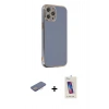 MARSİLYAN™- iPhone 12 Pro Max Kılıf Yankı Serisi - Siyah Joko 5D Cam + Renkli Kamera Lens Koruma Cam - PE