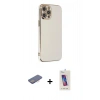 MARSİLYAN™- iPhone 12 Pro Max Kılıf Yankı Serisi - Siyah Joko 5D Cam + Renkli Kamera Lens Koruma Cam - PE