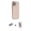 MARSİLYAN™- iPhone 12 Pro Max Kılıf Yankı Serisi - Siyah Joko 5D Cam + Renkli Kamera Lens Koruma Cam - PE