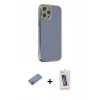 MARSİLYAN™- iPhone 12 Pro Max Kılıf Yankı Serisi - Siyah Joko 5D Cam + Shine Kamera Lens Koruma Cam - PE