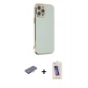 MARSİLYAN™- iPhone 12 Pro Max Kılıf Yankı Serisi - Siyah Joko 5D Cam + Renkli Kamera Lens Koruma Cam - PE