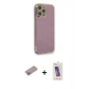 MARSİLYAN™- iPhone 12 Pro Max Kılıf Yankı Serisi - Siyah Joko 5D Cam + Shine Kamera Lens Koruma Cam - SABE