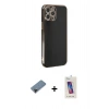 MARSİLYAN™- iPhone 12 Pro Max Kılıf Yankı Serisi - Siyah Joko 5D Cam + Shine Kamera Lens Koruma Cam - SH