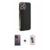 MARSİLYAN™- iPhone 12 Pro Max Kılıf Yankı Serisi - Siyah Joko 5D Cam + Neon Fosforlu Kamera Lens - TU