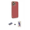MARSİLYAN™- iPhone 12 Pro Max Kılıf Yankı Serisi - Siyah Joko 5D Cam + Renkli Kamera Lens Koruma Cam - TU
