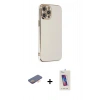 MARSİLYAN™- iPhone 12 Pro Max Kılıf Yankı Serisi - Siyah Joko 5D Cam + Renkli Kamera Lens Koruma Cam - TU