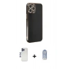 MARSİLYAN™- iPhone 12 Pro Max Kılıf Yankı Serisi - Siyah Joko Magic 5D Cam + Shine Kamera Lens - LT