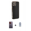 MARSİLYAN™- iPhone 12 Pro Max Kılıf Yankı Serisi - Siyah Joko Magic 5D Cam + Neon Fosforlu Kamera Lens - TU