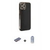 MARSİLYAN™- iPhone 12 Pro Max Kılıf Yankı Serisi - Siyah Joko Magic 5D Cam + Turuncu Renkli Kamera Lens Koruma Cam