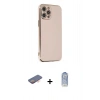 MARSİLYAN™- iPhone 12 Pro Max Kılıf Yankı Serisi - Siyah Joko Magic 5D Cam + Turuncu Renkli Kamera Lens Koruma Cam
