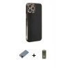 MARSİLYAN™- iPhone 12 Pro Max Kılıf Yankı Serisi - Siyah Joko Magic 5D Hayalet Cam + Kırmızı Metal Kamera Lens Koruma Cam