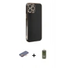 MARSİLYAN™- iPhone 12 Pro Max Kılıf Yankı Serisi - Siyah Joko Magic 5D Hayalet Cam + Renkli Kamera Lens Koruma Cam - TU