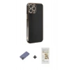 MARSİLYAN™- iPhone 12 Pro Max Kılıf Yankı Serisi - Siyah Mat Seramik Nano Ekran Koruyucu + Metal Kamera Lens Koruma Cam - GD