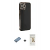 MARSİLYAN™- iPhone 12 Pro Max Kılıf Yankı Serisi - Siyah Mat Seramik Nano Ekran Koruyucu + Shine Kamera Lens Koruma Cam - GS