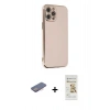 MARSİLYAN™- iPhone 12 Pro Max Kılıf Yankı Serisi - Siyah Mat Seramik Nano Ekran Koruyucu + Renkli Kamera Lens Koruma Cam - PE