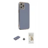 MARSİLYAN™- iPhone 12 Pro Max Kılıf Yankı Serisi - Siyah Mat Seramik Nano Ekran Koruyucu + Renkli Kamera Lens Koruma Cam - PE