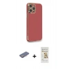 MARSİLYAN™- iPhone 12 Pro Max Kılıf Yankı Serisi - Siyah Mat Seramik Nano Ekran Koruyucu + Renkli Kamera Lens Koruma Cam - PE