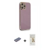 MARSİLYAN™- iPhone 12 Pro Max Kılıf Yankı Serisi - Siyah Mat Seramik Nano Ekran Koruyucu + Renkli Kamera Lens Koruma Cam - PE
