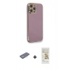 MARSİLYAN™- iPhone 12 Pro Max Kılıf Yankı Serisi - Siyah Mat Seramik Nano Ekran Koruyucu + Renkli Kamera Lens Koruma Cam - SI