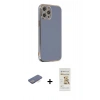MARSİLYAN™- iPhone 12 Pro Max Kılıf Yankı Serisi - Siyah Mat Seramik Nano Ekran Koruyucu + Renkli Kamera Lens Koruma Cam - MI