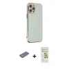 MARSİLYAN™- iPhone 12 Pro Max Kılıf Yankı Serisi - Siyah Mat Seramik Nano Ekran Koruyucu + Renkli Kamera Lens Koruma Cam - SI