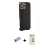 MARSİLYAN™- iPhone 12 Pro Max Kılıf Yankı Serisi - Siyah Mat Seramik Nano Ekran Koruyucu + Shine Kamera Lens Koruma Cam - MI