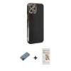 MARSİLYAN™- iPhone 12 Pro Max Kılıf Yankı Serisi - Siyah Mat Seramik Nano Ekran Koruyucu + Shine Kamera Lens Koruma Cam - SH