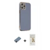 MARSİLYAN™- iPhone 12 Pro Max Kılıf Yankı Serisi - Siyah Mat Seramik Nano Ekran Koruyucu + Shine Kamera Lens Koruma Cam - SH